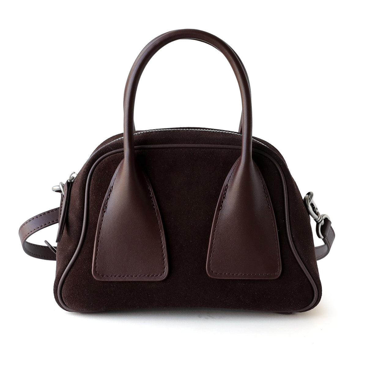 Soho Mini Bowling Bag – Brown Suede - Hayaa
