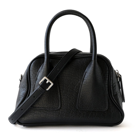 Camden Mini Bowling Bag – Black Leather - Hayaa