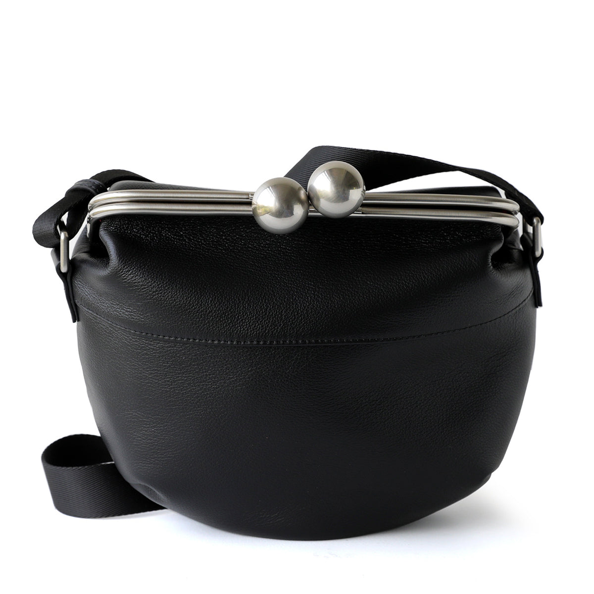 Chelsea Kiss-Lock Crossbody – Black Leather - Hayaa