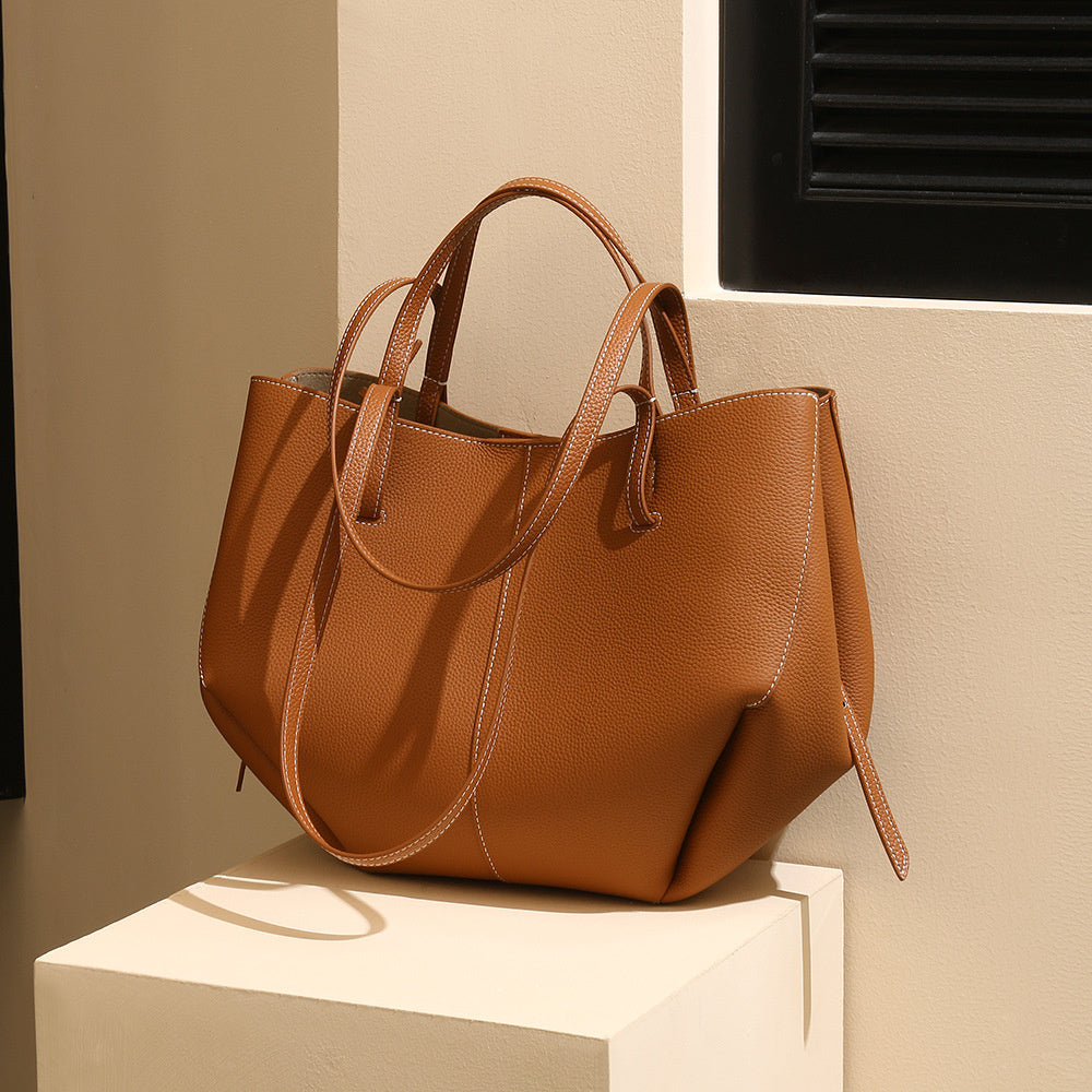 Shoreditch Dumpling Tote – Brown Leather - Hayaa