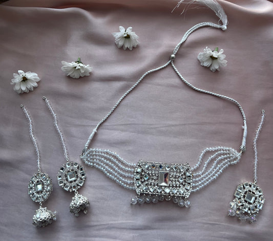 Silver & White Jewellery Set