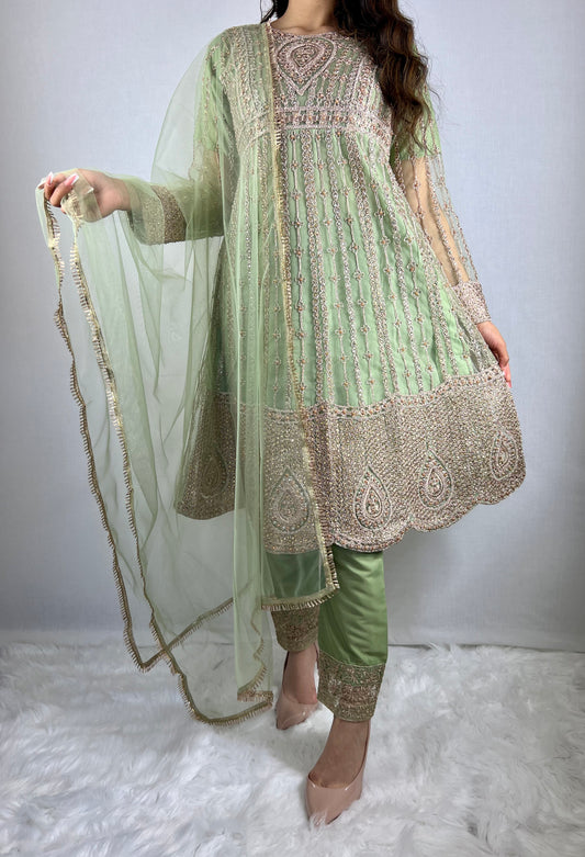 Pastel Green Anarkali Dress