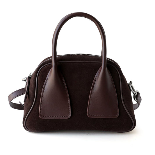 Soho Mini Bowling Bag – Brown Suede - Hayaa